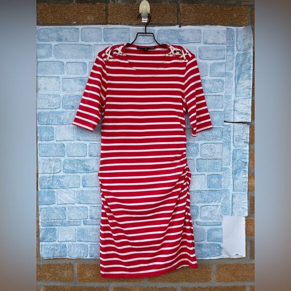 Veronica Beard Foley Ruched Stripe Dress medium - Picture 1 of 8